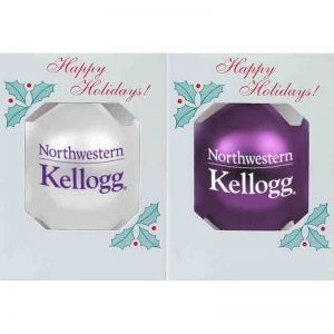 Northwestern University Wildcats Traditional Shatterproof Bulb Ornament Set of Two with Kellogg Design 3 1/4"