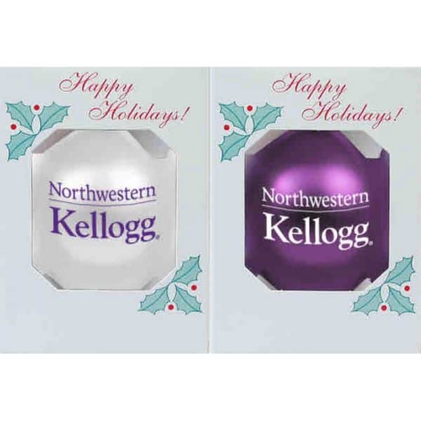 Northwestern University Wildcats Traditional Shatterproof Bulb Ornament Set of Two with Kellogg Design 3 1/4"