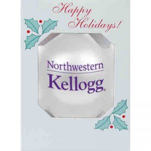Northwestern University Wildcats Traditional Shatterproof White Bulb Ornament with Kellogg Design 3 1/4"
