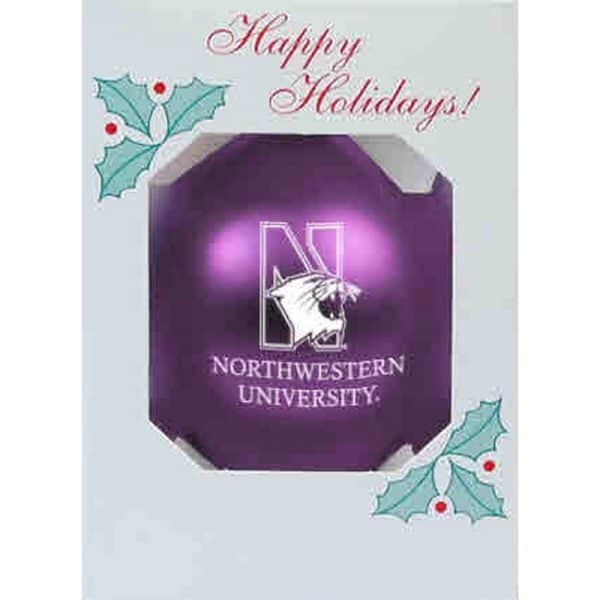 Northwestern University Wildcats Traditional Shatterproof Purple Bulb Ornament with N-Cat Northwestern Design 3 1/4"