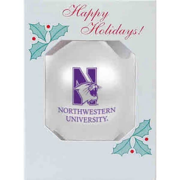 Northwestern University Wildcats Traditional Shatterproof White Bulb Ornament with N-Cat Design 3 1/4"