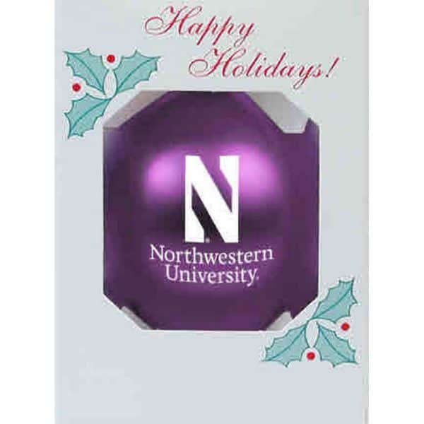 Northwestern University Wildcats Traditional Shatterproof Purple Bulb Ornament with Stylized N Northwestern Design 3 1/4"