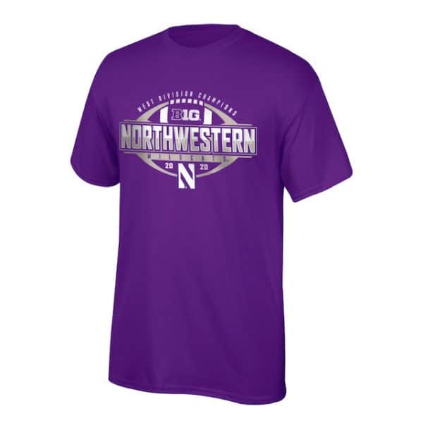 Northwestern University Wildcats Big Ten West Division Champions 2020 Locker Room Short Sleeve Tee Shirt