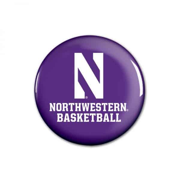 Northwestern Wildcats Button with Northwestern Basketball Design 1.75"