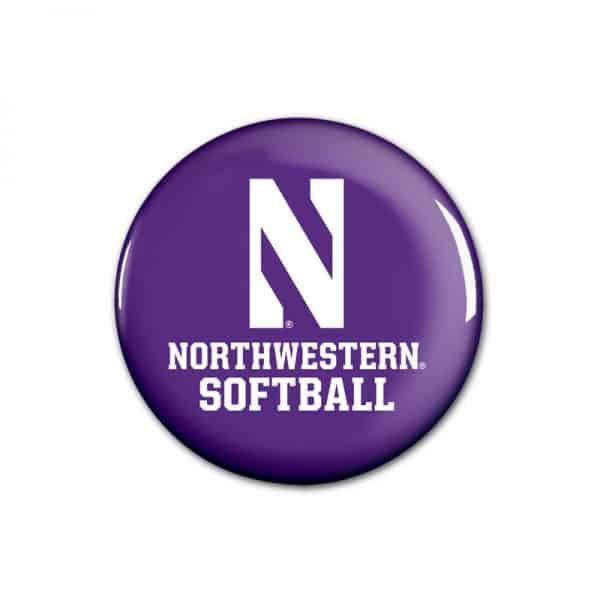 Northwestern Wildcats Button with Northwestern Softball Design 1.75"