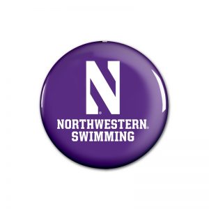 Northwestern Wildcats Button with Northwestern Swimming Design 1.75"
