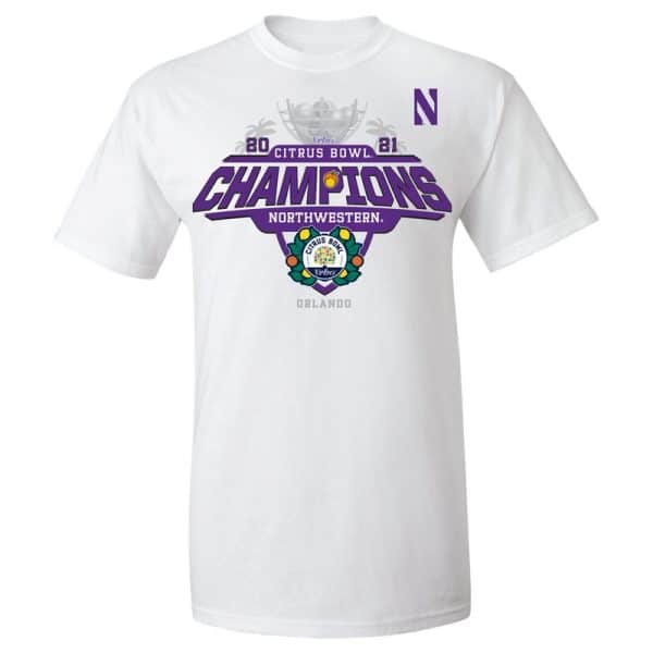 Northwestern University Wildcats Citrus Bowl 2021 Champions Official Locker Room Short Sleeve Tee Shirt