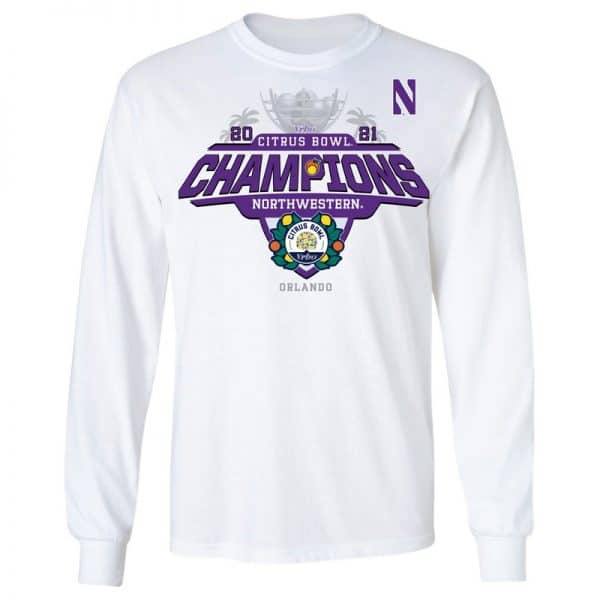 Northwestern University Wildcats Citrus Bowl 2021 Champions Official Locker Room Long Sleeve Tee Shirt