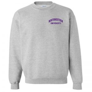 Northwestern University Wildcats Men's Sport Grey Crewneck Sweatshirt with Left Chest Embroidered Northwestern University Design