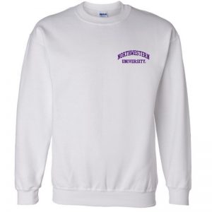 Northwestern University Wildcats Men's White Crewneck Sweatshirt with Left Chest Embroidered Northwestern University Design
