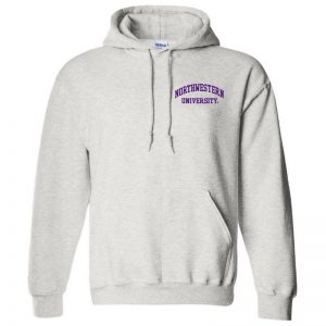 Northwestern University Wildcats Men's Ash Grey Hooded Sweatshirt with Left Chest Embroidered Northwestern University Design