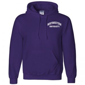 Northwestern University Wildcats Men's Purple Hooded Sweatshirt with Left Chest Embroidered Northwestern University Design