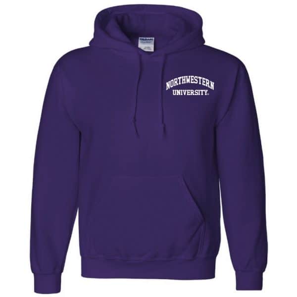 Northwestern University Wildcats Men's Purple Hooded Sweatshirt with Left Chest Embroidered Northwestern University Design