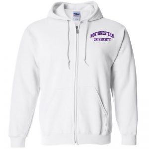 Northwestern University Wildcats Men's White Full-Zip Hooded Sweatshirt with Left Chest Embroidered Northwestern University Design