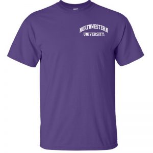Northwestern University Wildcats Men's Purple Short Sleeve Tee Shirt with Left Chest Embroidered Northwestern University Design