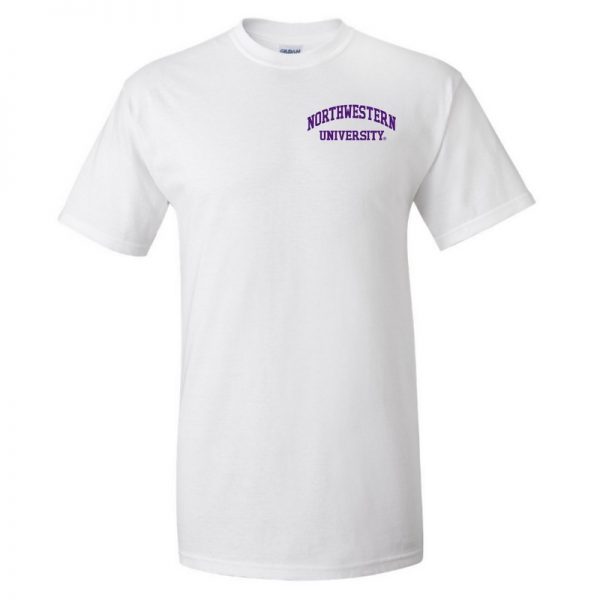 Northwestern University Wildcats Men's White Short Sleeve Tee Shirt with Left Chest Embroidered Northwestern University Design