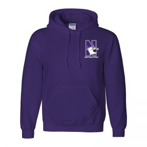 Northwestern University Wildcats Men's Purple Hooded Sweatshirt with Left Chest Embroidered N-Cat & Northwestern Design