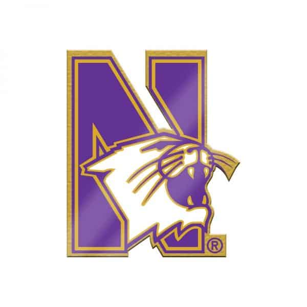 Northwestern Wildcats Gold Tone Brass Lapel Pin with N-cat Design