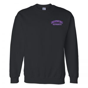 Northwestern University Wildcats Men's Black Crewneck Sweatshirt with Left Chest Embroidered Northwestern University Design