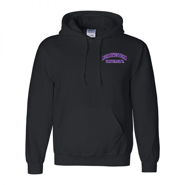 Northwestern University Wildcats Men's Black Hooded Sweatshirt with Left Chest Embroidered Northwestern University Design