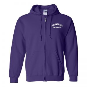 Northwestern University Wildcats Men's Purple Full-Zip Hooded Sweatshirt with Left Chest Embroidered Northwestern University Design