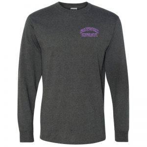 Northwestern University Wildcats Men's Black Heather Long Sleeve Tee Shirt with Left Chest Embroidered Northwestern University Design