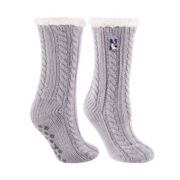 Northwestern University Wildcats Grey Miss Chalet Dual Layered Lounge Sock
