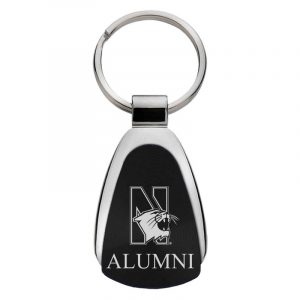 Northwestern University Wildcats Laser Engraved Black Teardrop Key Chain with N-Cat & Alumni Design