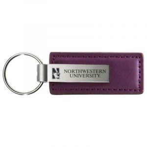 Northwestern University Wildcats Laser Engraved Purple Leather & Metal Keychain with N-Cat & Northwestern University Design