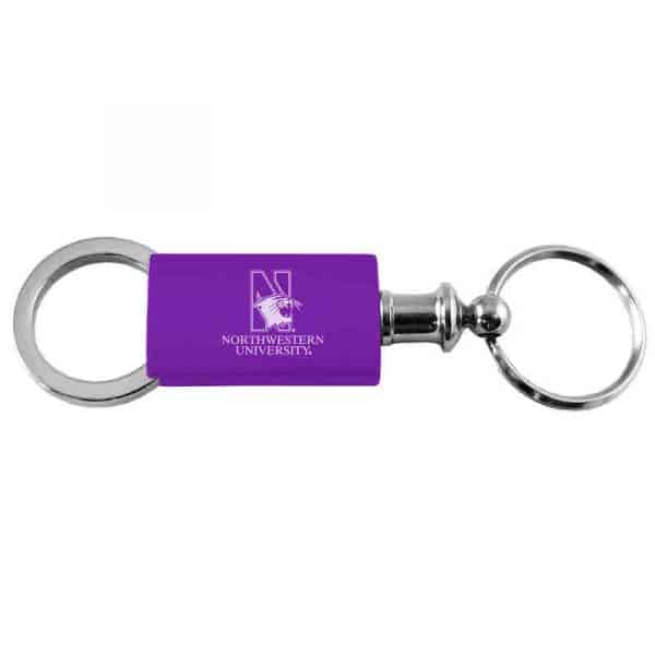 Northwestern University Wildcats Laser Engraved Anodized Purple Valet Keychain with N-Cat & Northwestern University Design
