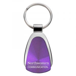 Northwestern University Wildcats Laser Engraved Purple Teardrop Keychain with School of Communication Design