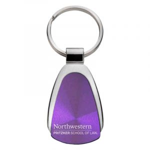 Northwestern University Wildcats Laser Engraved Purple Teardrop Keychain with Law Design