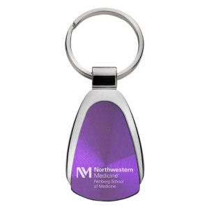Northwestern University Wildcats Laser Engraved Purple Teardrop Keychain with Northwestern Medicine Design