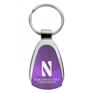 Northwestern University Wildcats Laser Engraved Purple Teardrop Key Chain with Stylized N & Northwestern University Design