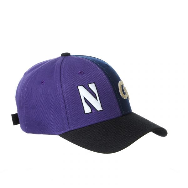 Northwestern University Wildcats House Divided Hat with Georgia Tech Yellow Jackets - Image 2