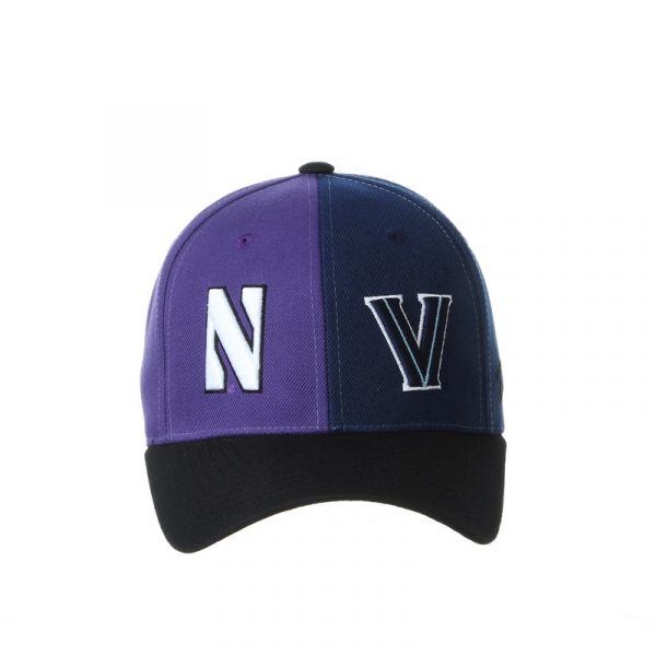 Northwestern University Wildcats House Divided Hat with Villanova Wildcats-Front