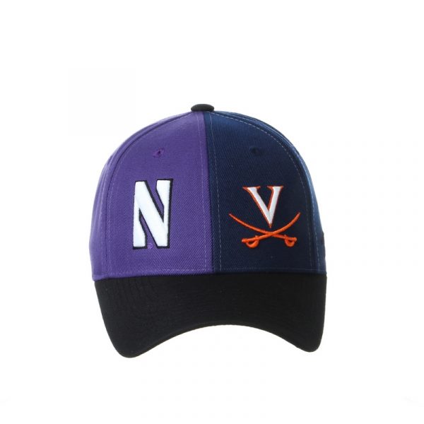 Northwestern University Wildcats House Divided Hat with Virginia Cavaliers-Front