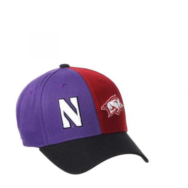 Northwestern University Wildcats House Divided Hat with Arkansas Razorbacks-2