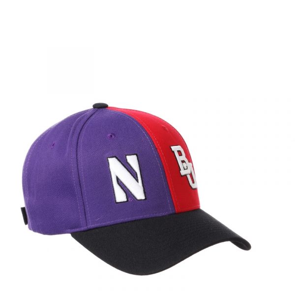 Northwestern University Wildcats House Divided Hat with Boston University Terriers-2