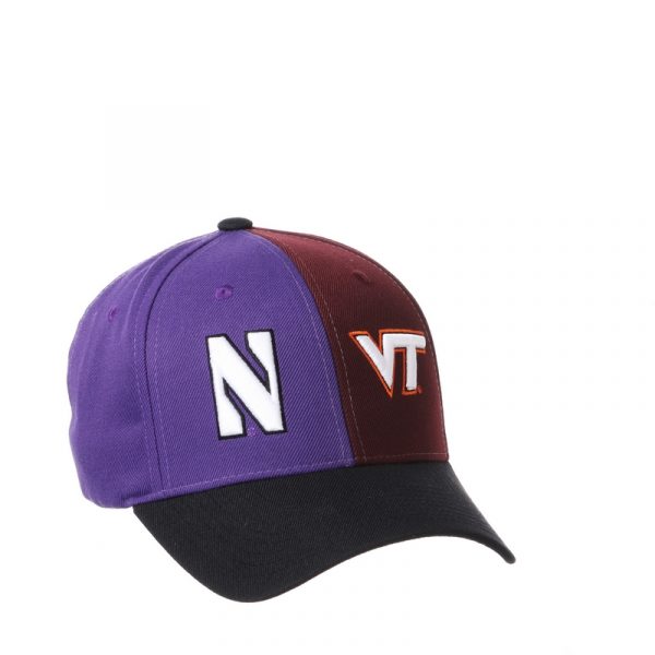 Northwestern University Wildcats House Divided Hat with Virginia Tech Hokies-2