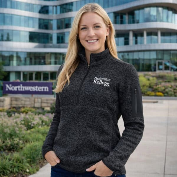 Kellogg Women's Antigua Fortune 1/2 Zip Jacket in Black Heather-2