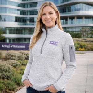 Kellogg Women's Antigua Fortune 1/2 Zip Jacket in Light Grey Heather-2