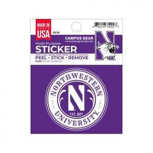 Northwestern University Wildcats Full Color Outside Application 4"X3" Rectangular Multi-Purpose Sticker Design #1 Stylized N