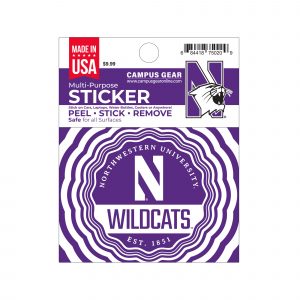 Northwestern University Wildcats Full Color Outside Application 4"X3" Rectangular Multi-Purpose Sticker Design #2 Stylized N