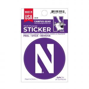Northwestern University Wildcats Full Color Outside Application 3" Circular Multi-Purpose Sticker Design #4 Stylized N