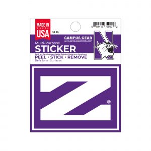 Northwestern University Wildcats Full Color Outside Application 4"X3" Rectangular Multi-Purpose Sticker Design #7 Stylized N