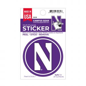 Northwestern University Wildcats Full Color Outside Application 3" Circular Multi-Purpose Sticker Design #9 Stylized N
