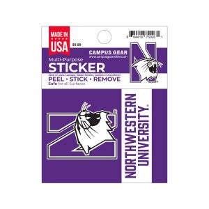 Northwestern University Wildcats Full Color Outside Application 4"X3" Rectangular Multi-Purpose Sticker Design #10 N-Cat