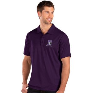 Northwestern University Wildcats Men's Antigua Purple Multi Balance Polo Shirt with N-Cat Design