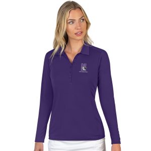 Northwestern University Wildcats Women's Antigua Purple L/S Tribute Polo Shirt with N-Cat Design